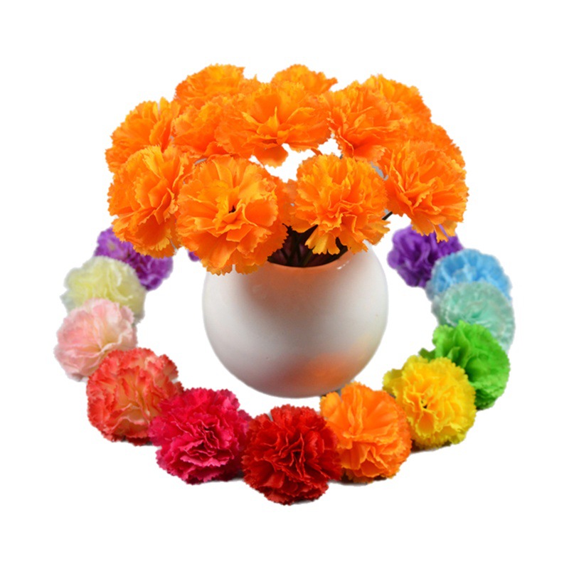 Simulated Small Carnation Flowers, Wedding Decoration Flowers Manufacturers Supply 5cm Carnation Silk Flower Heads, Cross-Border Sales
