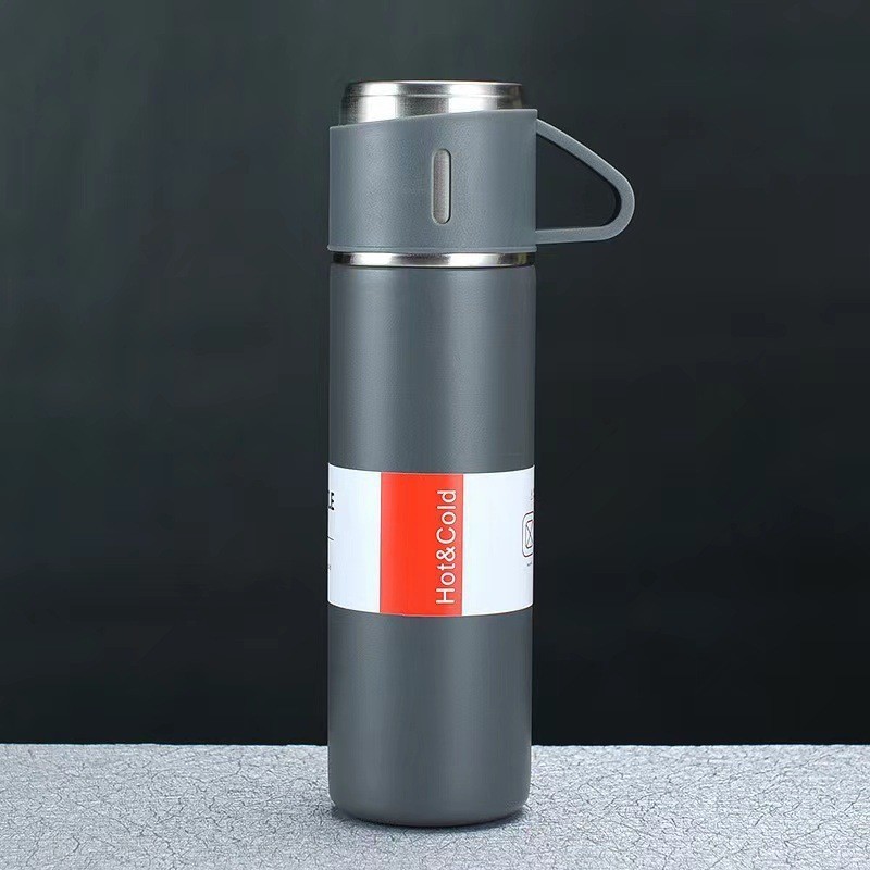 Picture of One Cup Three Lid Thermos Portable Fashion in stock Business Event Gift Box suit Stainless Steel Cup Engraving Logo