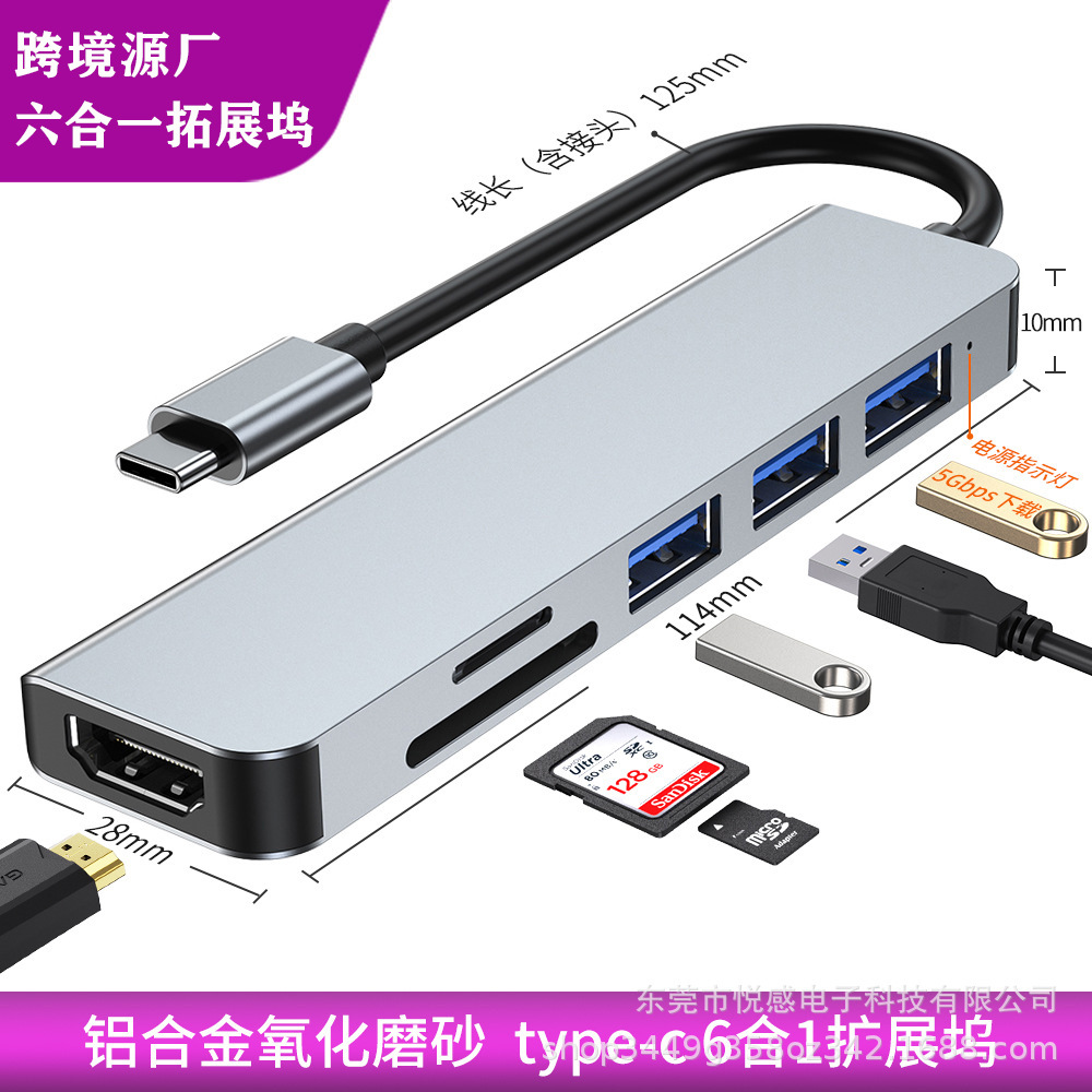 Picture of Cross-border multi-interface docking station type c hub3.0 hub usb splitter gigabit five-in-one docking station