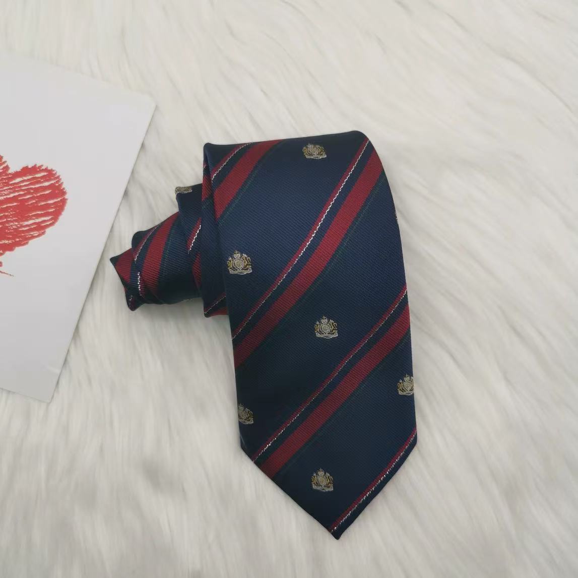 Picture of striped hand tie tie jk unisex japanese college style student shirt uniform dk casual necktie