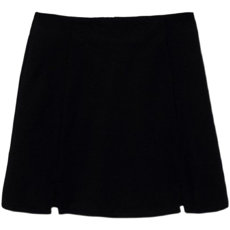 Solid color double slit black skirt 2022 summer Korean style slim fit high waist slimming sheath A- line skirt for women