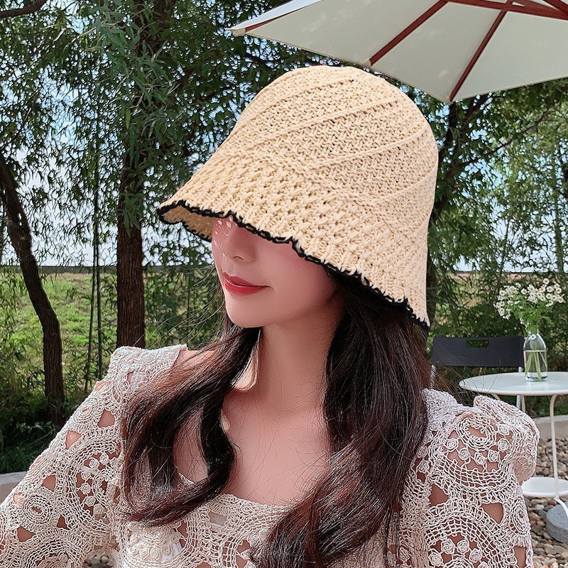 Picture of Fisherman Hat Women's Spring and Summer New Arrival Women's Lace Fashionable Japanese Bucket Hat Simple Sunscreen Hat Showface Small Basin Hat