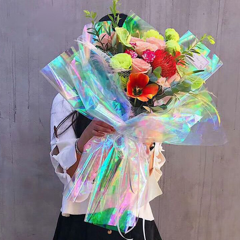 Fantasy Color Film Colorful Gradient Laser Paper Transparent Colorful Film Flamingo Paper Floriculture Flower Shop Supplies Flower Wrapping Paper