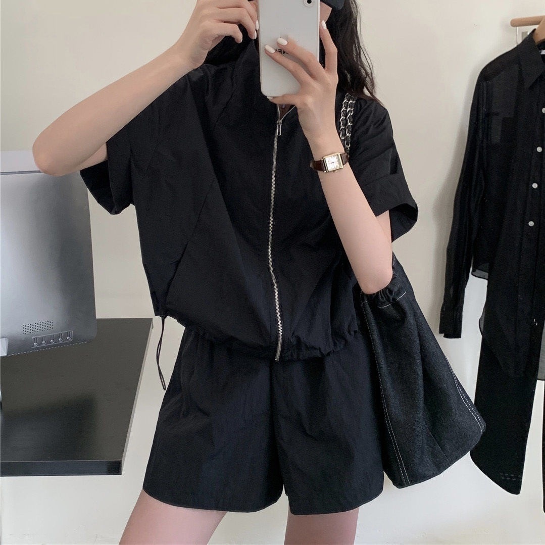 Picture of Casual Sports Suit for Women 2024 Summer New Style High-End Loose Pink Sun Protection Clothing Lightweight Shorts Two-Piece Set