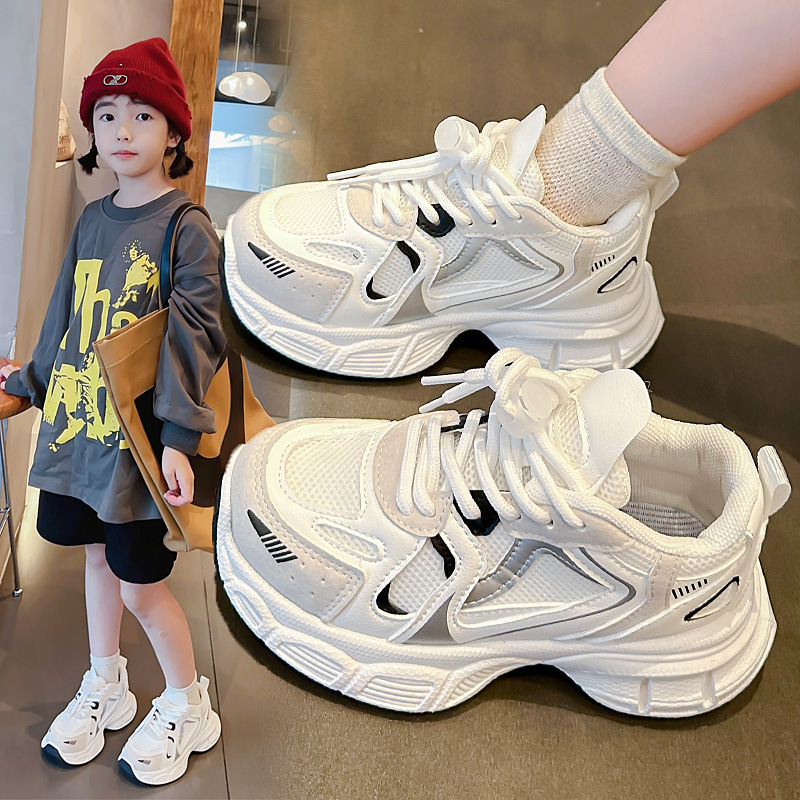 Dad's Shoes Girls' Shoes 2025 New Summer Versatile White Shoes Popular Mesh Breathable Casual Sports Mesh Shoes Flats