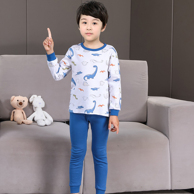 Picture of 2024 Autumn and Winter Children's Round Neck Pure Cotton Home Clothes Pajamas for Boys and Girls Cartoon Autumn Clothes and Autumn Pants Bottoming Underwear Set