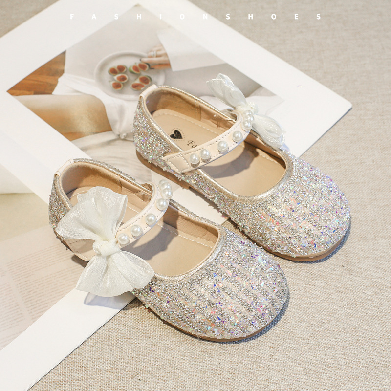 Girls Princess Shoes Spring Summer Autumn Winter Crystal Shoes Children's Shoes 2025 New Winter Dress Flower Children's Leather Shoes
