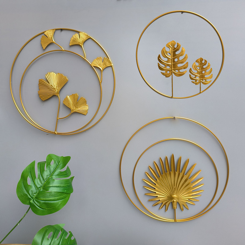 Nordic Simple Iron Metal Golden Leaf Wall Wall Wall Decoration Home Living Room Shop Background Wall Decoration