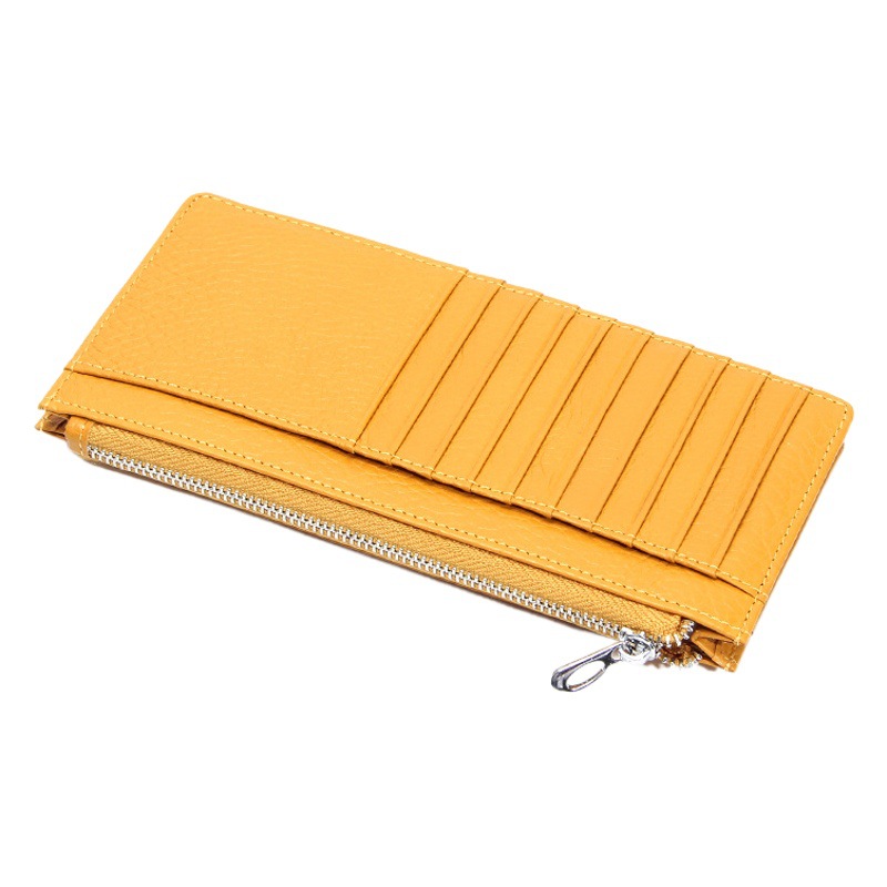 Simple Top Layer Cowhide Zipper Women's Wallet Long Foreign Trade Multi-Card Holder Thin Genuine Leather Handbag Long Wallet