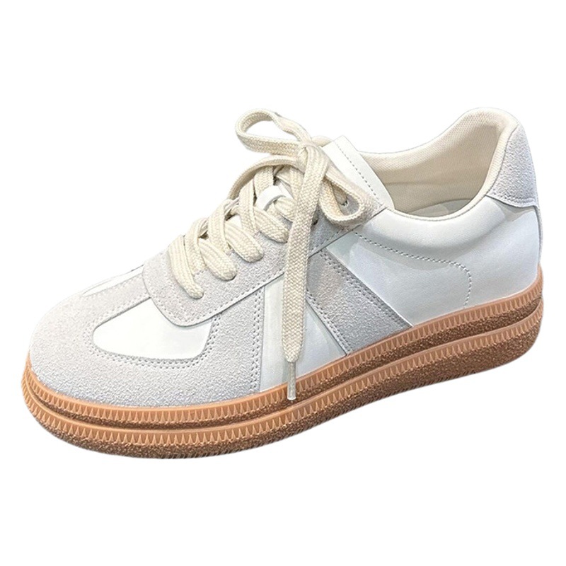 Thick-soled German Training Shoes Women's Autumn 2024 New Style Small Thin Forrest Gump Shoes Casual Lace-up Inner Heightening Sneakers