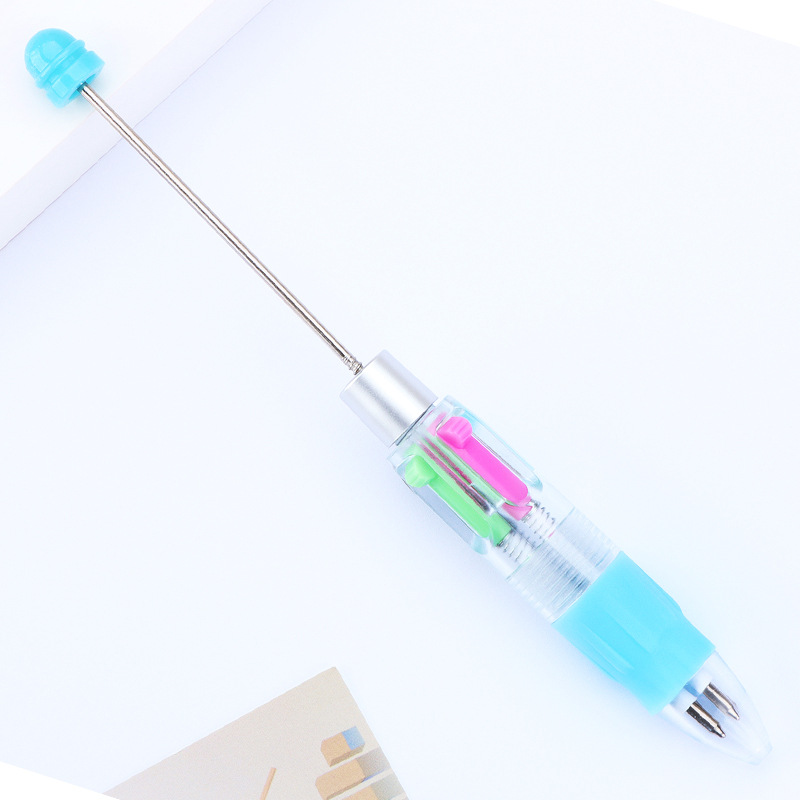 Picture of Factory Direct four-color beaded pen DIY multi-color refill ballpoint pen key mark press plastic gift pen