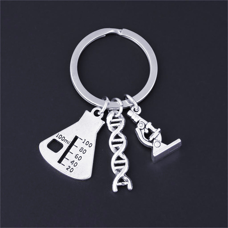 Europe and the United States foreign trade hot flask microscope dna biologist key chain key ring pendant