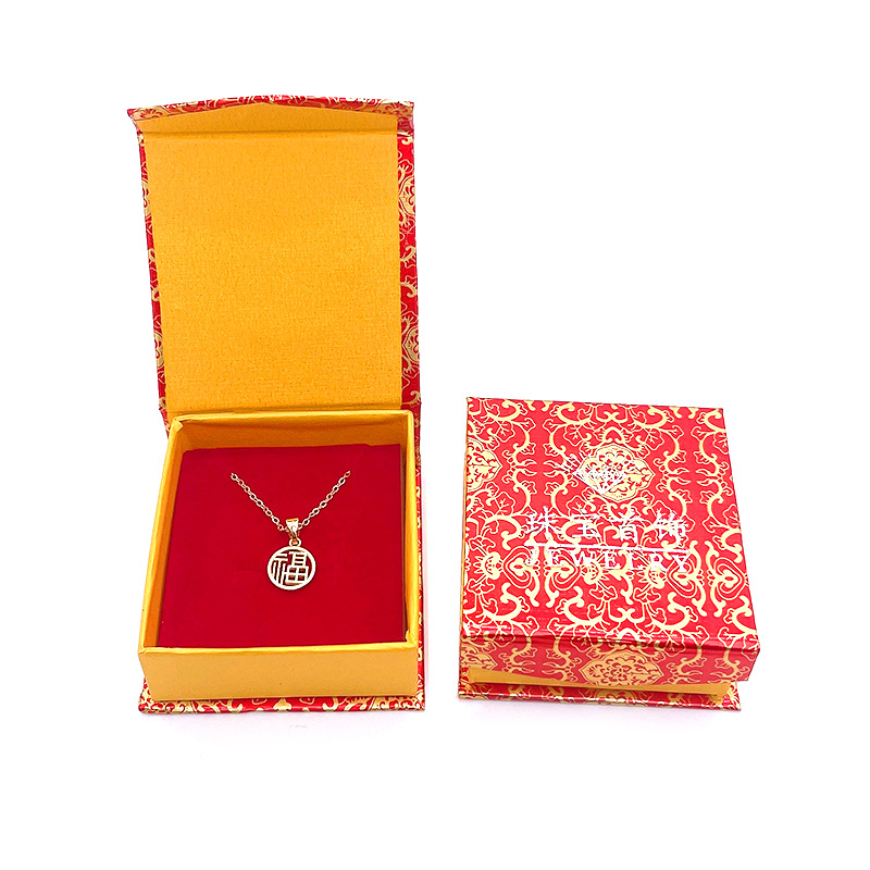 Red golden dragon pendant box jewelry packaging box necklace box printing earrings box jewelry Jade storage necklace box