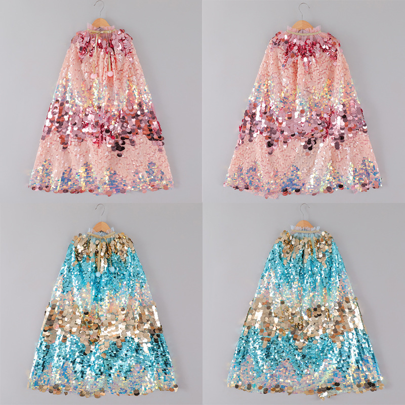 Foreign trade European and American children's clothing mermaid cape children's shawl summer girls go out with sunscreen beads princess cape