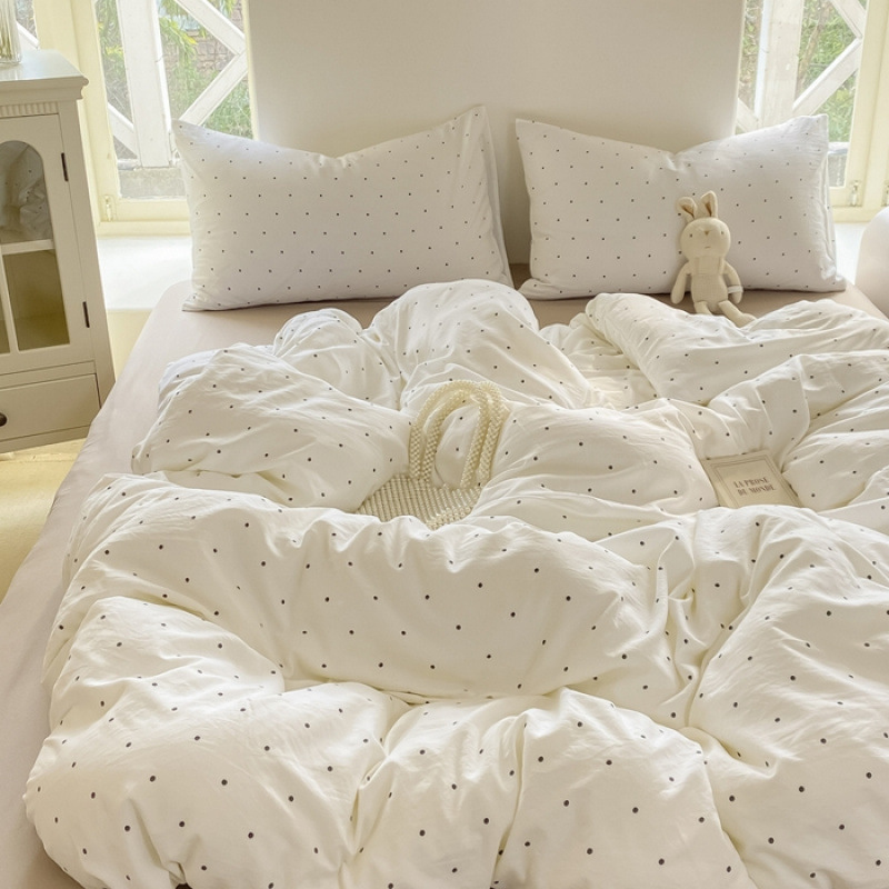 Picture of Mother and infant ins cloud feeling super soft washed wrinkled cotton four-piece set A floral fresh quilt cover dormitory bed sheets three-piece set