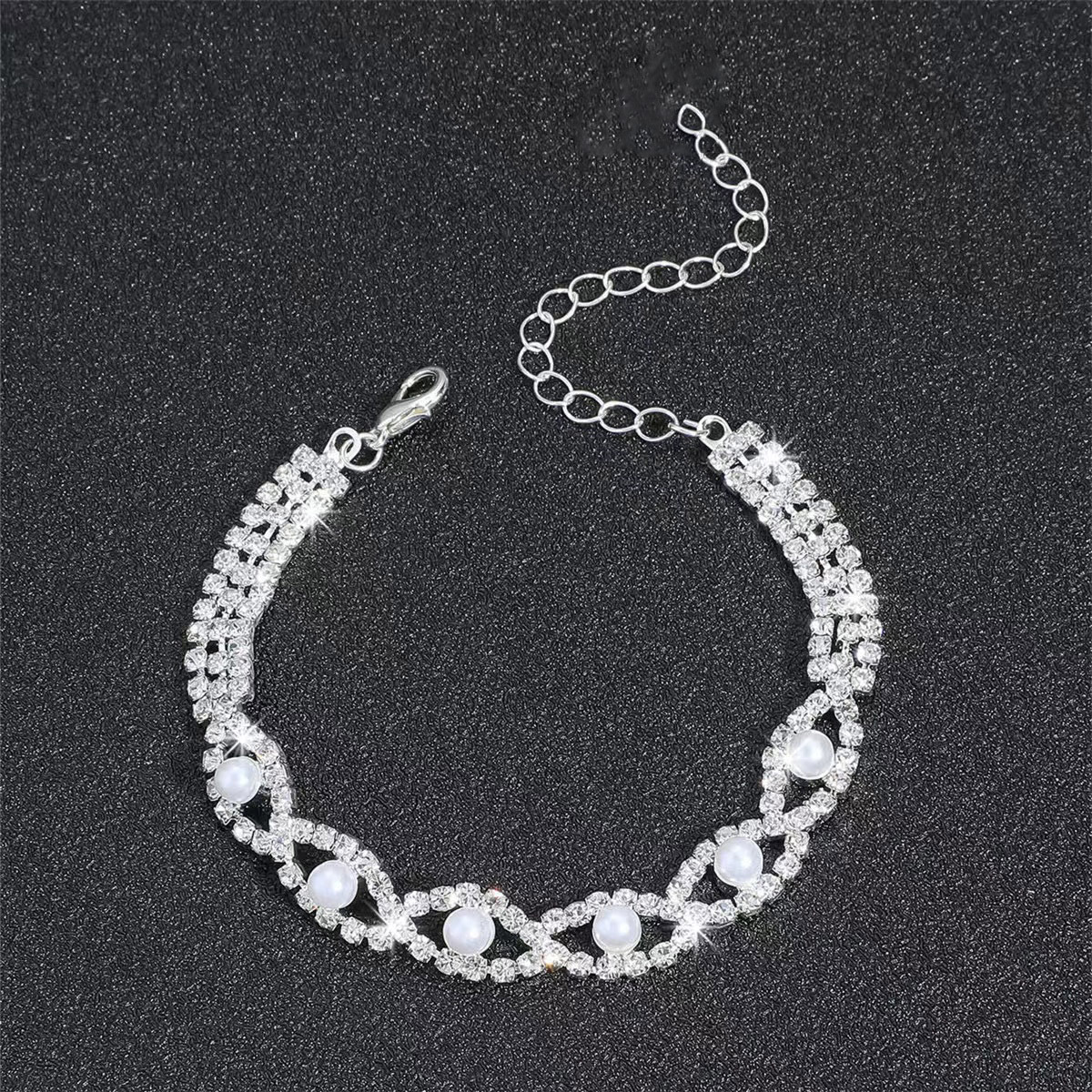 Picture of Europe and the United States cross-border exquisite luxury rhinestone full diamond pearl anklet simple fashion diamond foot decoration manufacturers wholesale