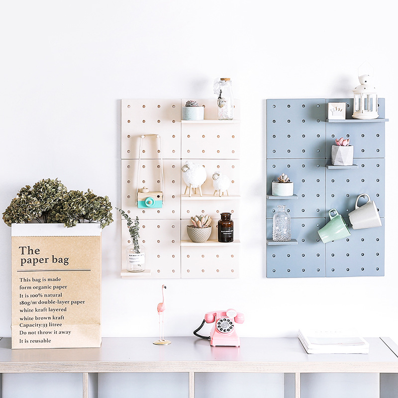 Picture of Casual Plastic Hole Board Set Living Room Kitchen Wall Bedroom Storage Wall Partition Home Wall Hanging Shelf