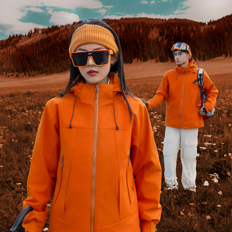 2025 New Travel Jacket Three-In-One Women's Windproof Outdoor Hiking Jacket Small Orange Mountaineering Jacket Men