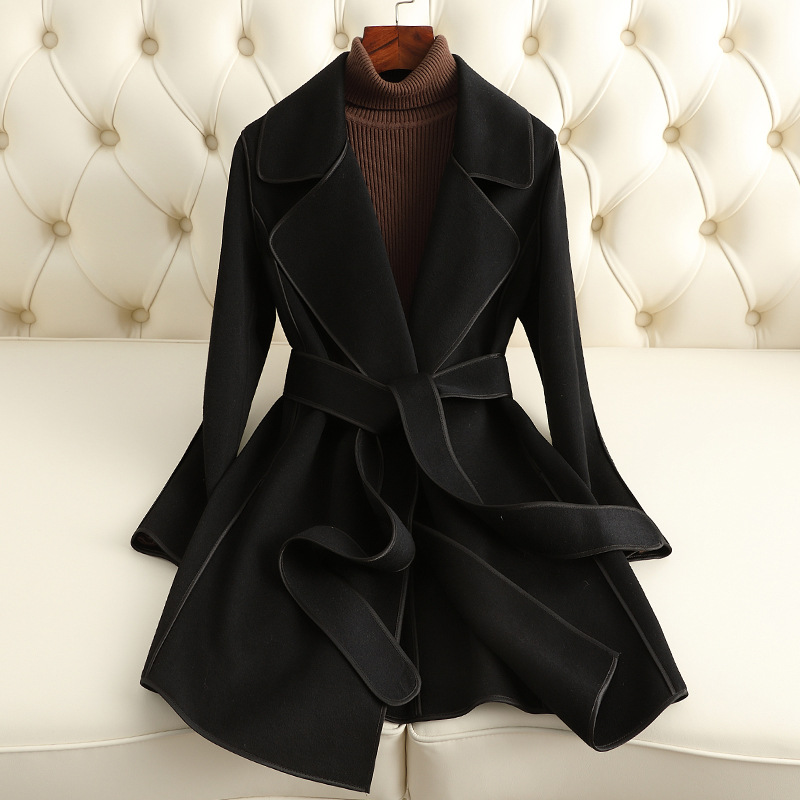 Picture of 2025 New Double-Sided Cashmere Coat Women's Mid-Length Slim Small Fragrance Style Woolen Coat Women's High-End