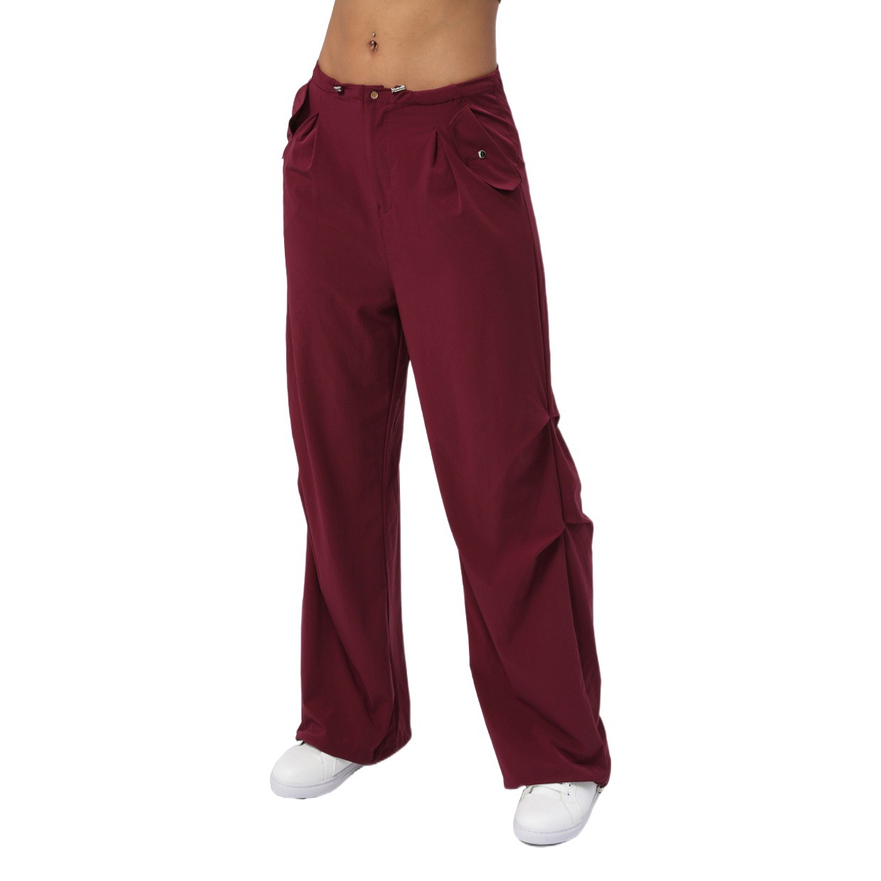 European and American High Waist Quick-drying Sports Trousers for Autumn and Winter Women's Ankle-fitting Pants American Loose Straight-barrel Parachute Pants Casual Overalls