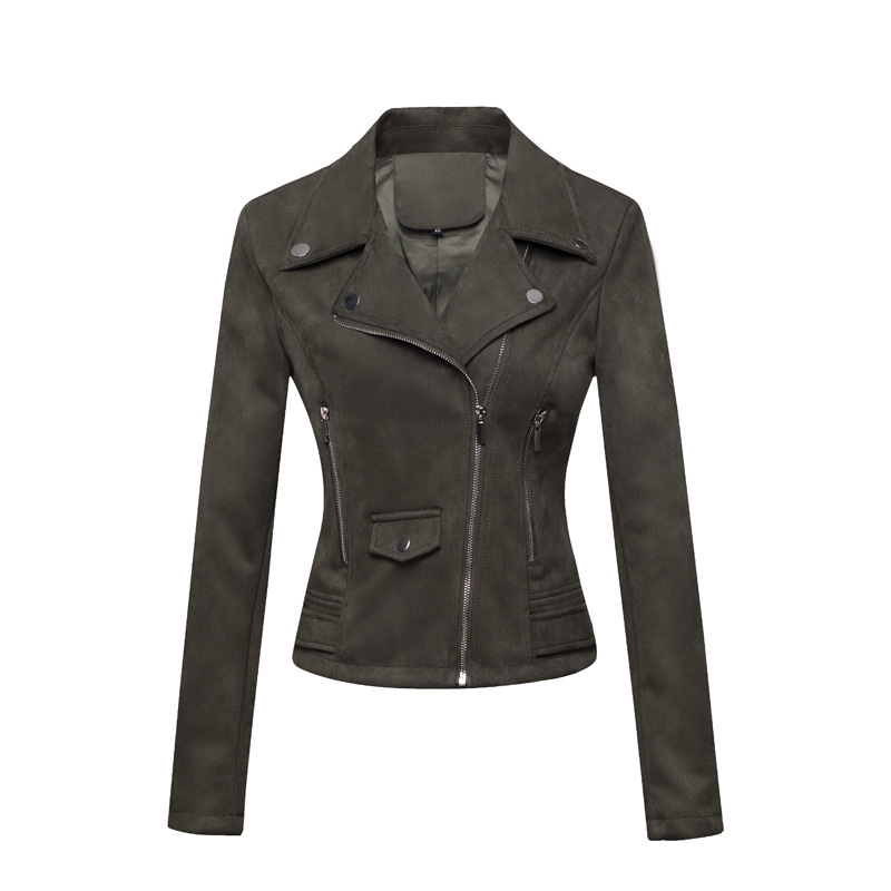 Picture of Cross-border exclusive for new European and American women's motorcycle coat women's leather short slim suede leather jacket women