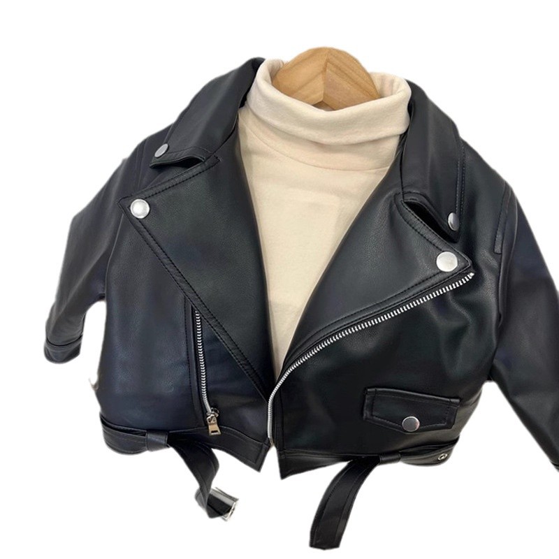 Picture of 2024 spring and autumn children's leather jacket leather fashionable cardigan motorcycle coat Korean handsome boy coat T11