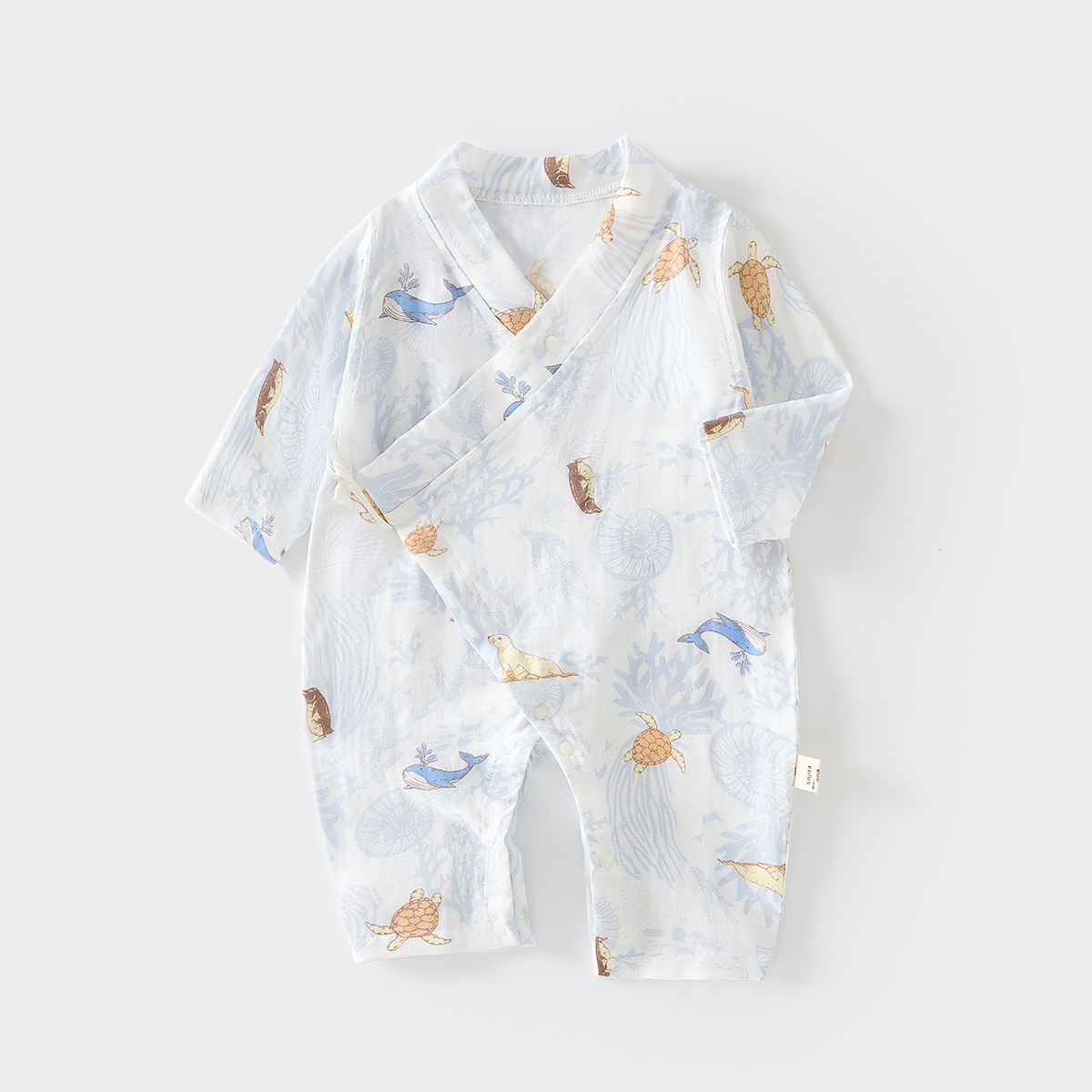 Picture of Baby's Gauze One-piece Suit Baby's Summer Ultra-thin Long-sleeved Pure Cotton Harper Children's Summer Air-conditioning Suit Newborn Climbing Suit