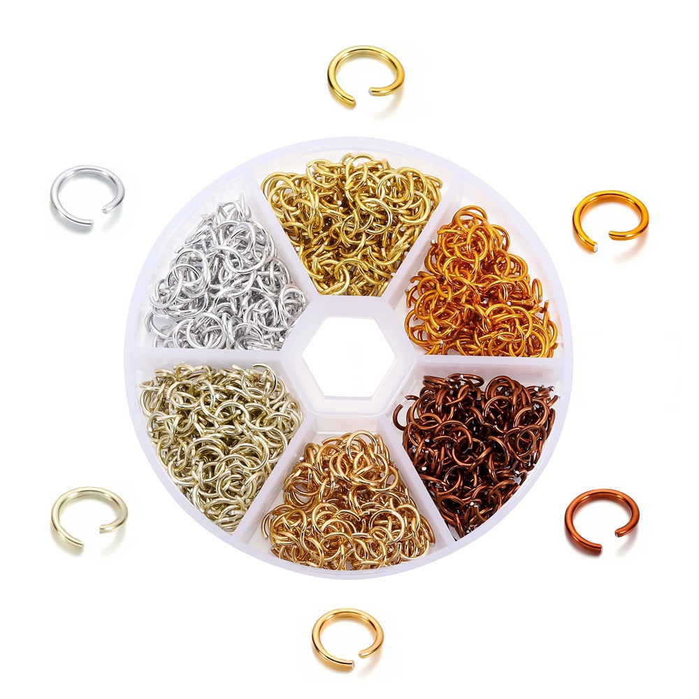 Picture of DIY jewelry accessories jump ring connecting ring open ring 6mm six grid boxed color aluminum ring earrings Accessories Wholesale
