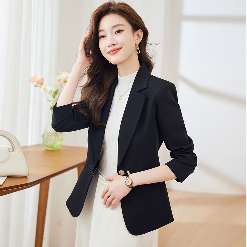 Picture of brown Suit Jacket Women's 2024 New Spring and Autumn Fashion All-match Light Mature Style Small Casual Suit Top