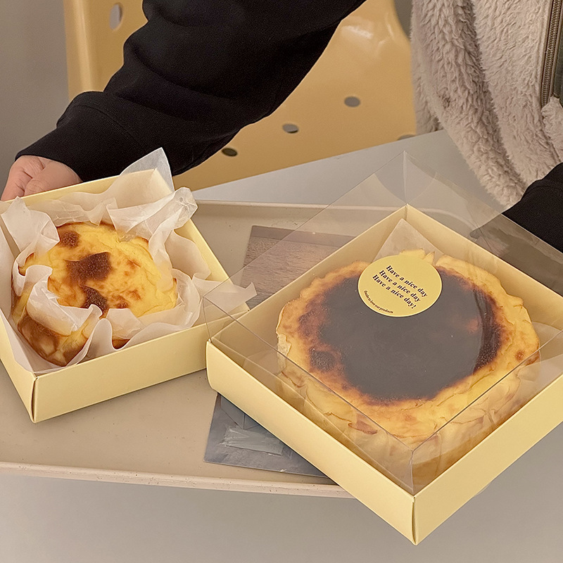 4 Inch 6 Inch Basque Cheese Cake Box Light Cheese Packaging Box Qifeng Transparent Western Point Box Korean Style Packing Box