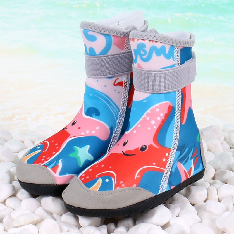 Picture of Children's high-tube beach shoes and socks non-slip anti-collision quick-drying baby swimming trail shoes adult seaside sea wading shoes