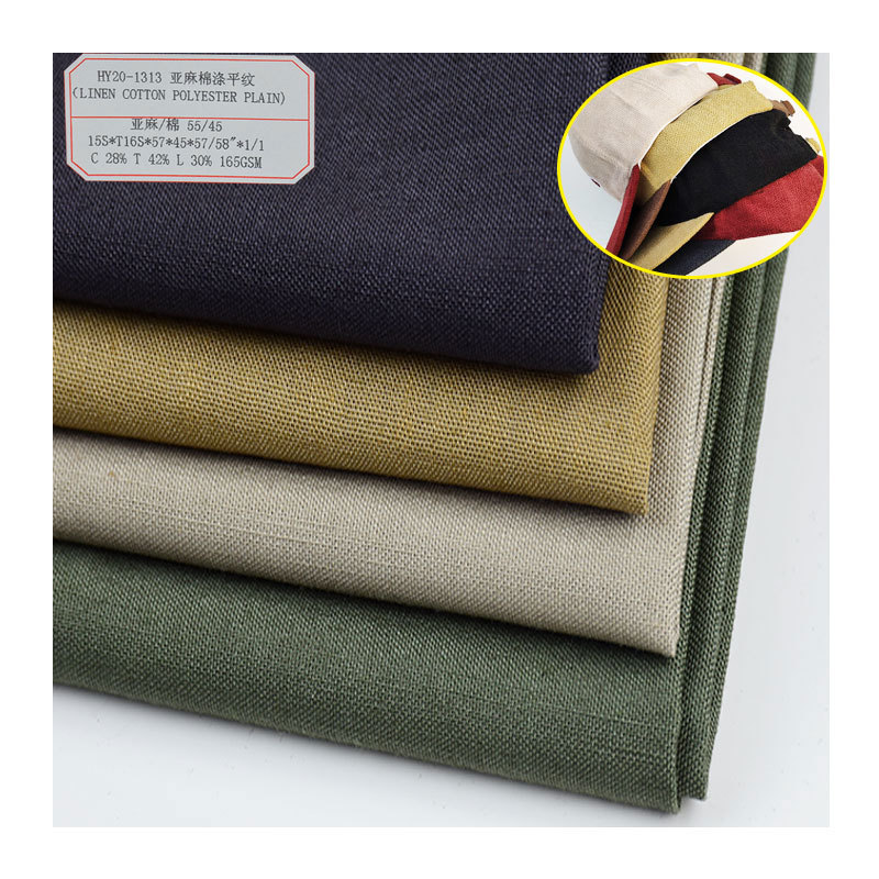 Linen Cotton Plain Fabric Cotton Polyester Blend Women's Linen Casual Pants Shirt Dress Fabric Woven