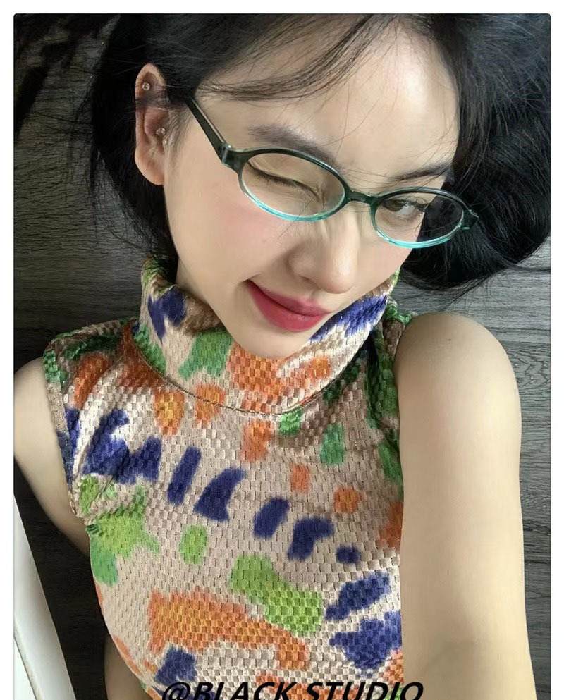 Picture of New retro small frame small face hot girl glasses frame student Female Anti-blue light glasses plain beauty artifact oval shape