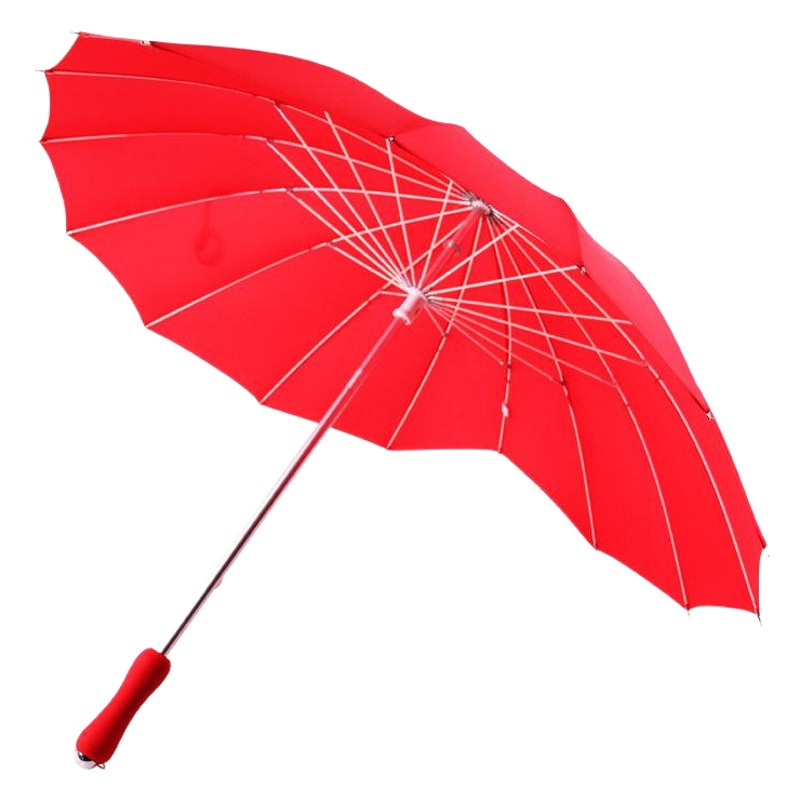 Picture of in stock Hot Selling Fashion Heart-shaped Wedding Bride Umbrella Skirt Glass Fiber Aluminum Big Red Umbrella Hand Open 16-bone Straight Umbrella