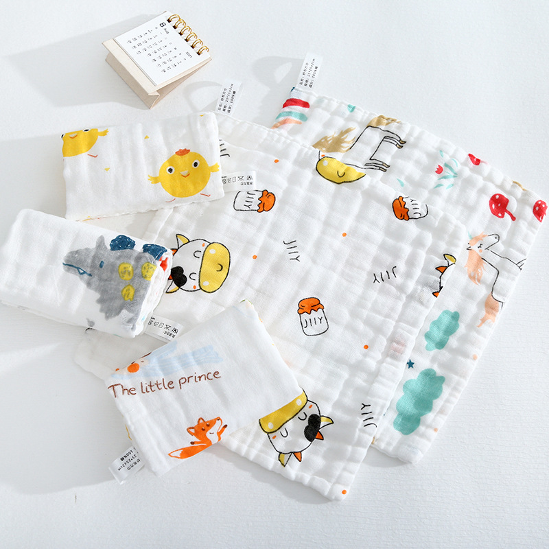 Picture of Cotton small square six-layer high density gauze towel newborn baby saliva towel baby wash face towel wholesale