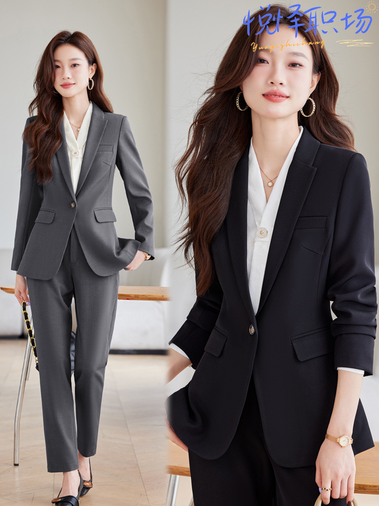 Grey Suit Jacket Women's Spring and Autumn 2024 New Advanced Sense Workplace Commuter Interview Professional Dress Suit suit