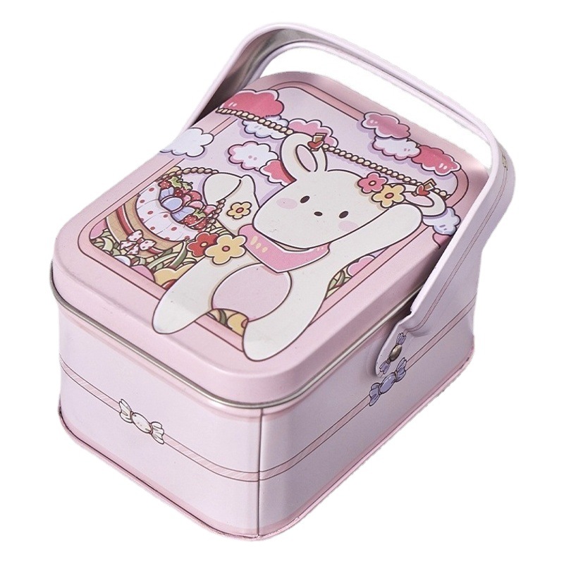 New Christmas Gift Tin Can Cartoon Full Moon Birthday White Rabbit Milk Candy Wedding Candy Box Hand-Held Tin Box
