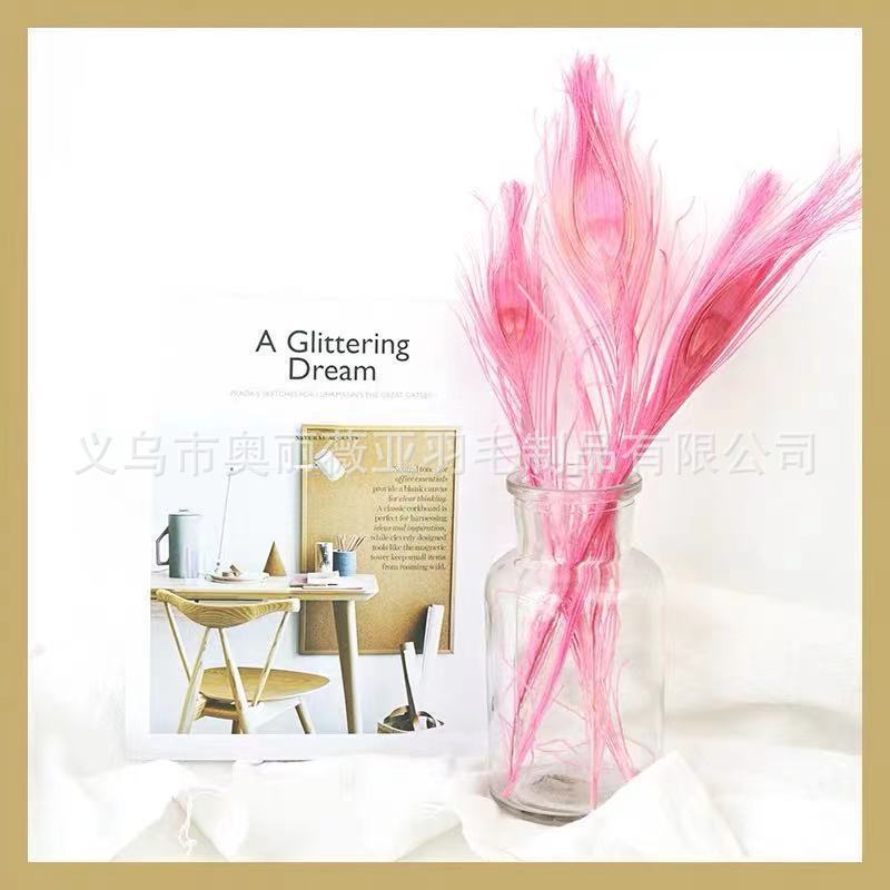 Picture of in stock supply 25-30CM color peacock feather DIY home interior clothing hair decoration peacock feather