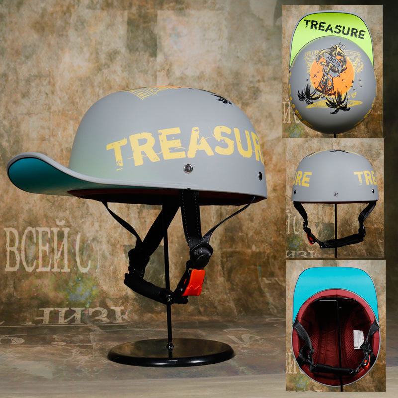 Retro Gangsta Ds Personalized Baseball Cap Helmet Electric Car Half Helmet Scooter Scoop Helmet Peaked Cap Helmet