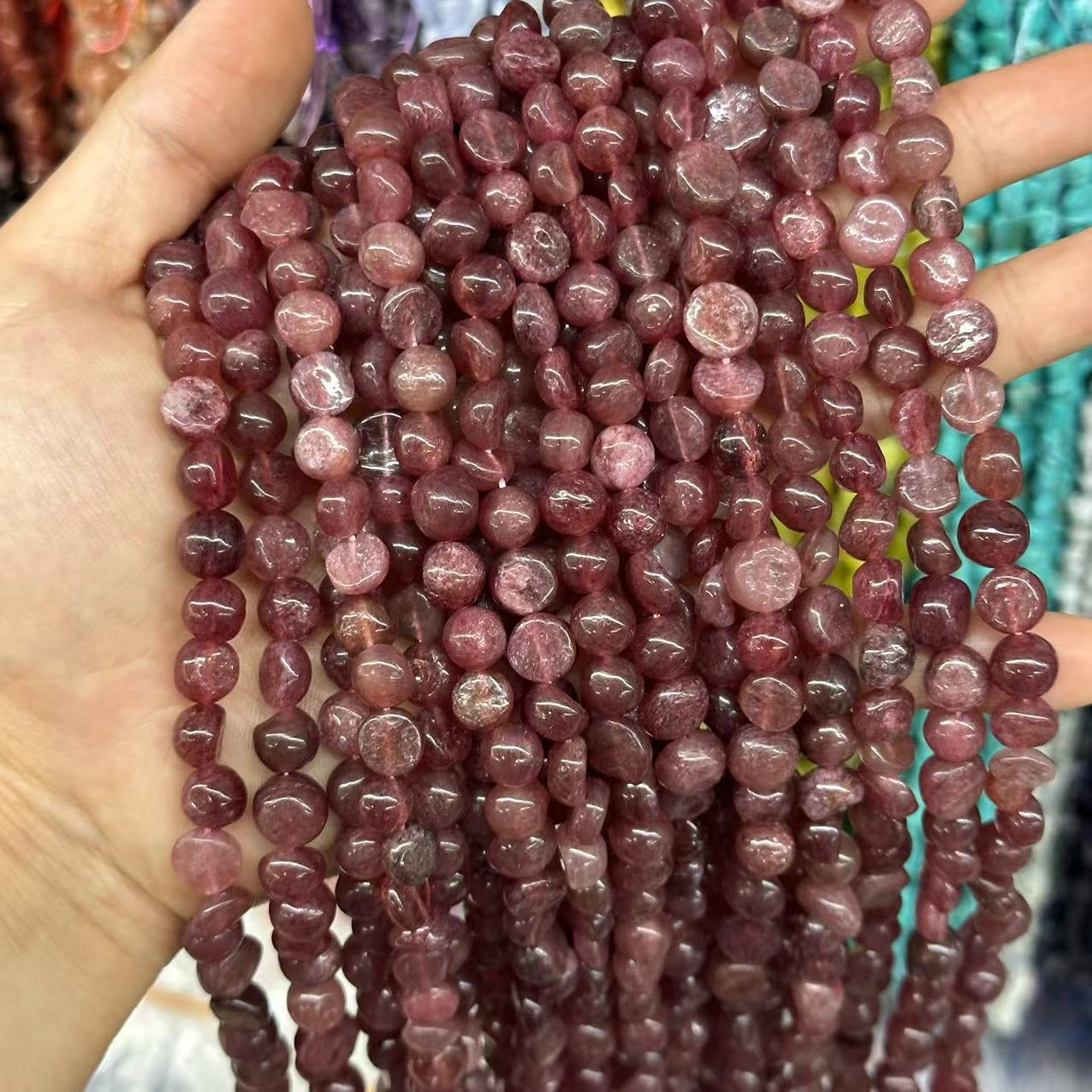 Picture of 8*10mm natural raw stone with loose beads semi-finished beads manufacturers spot wholesale jewelry accessories cross-border foreign trade