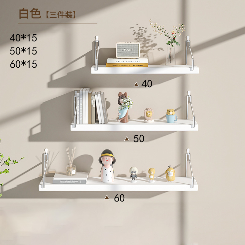 Picture of No-Drill Wall-Mounted Wrought Iron Living Room Entrance Wall Decoration Bedroom Wall Bookshelf Single Shelf Wall Storage Rack