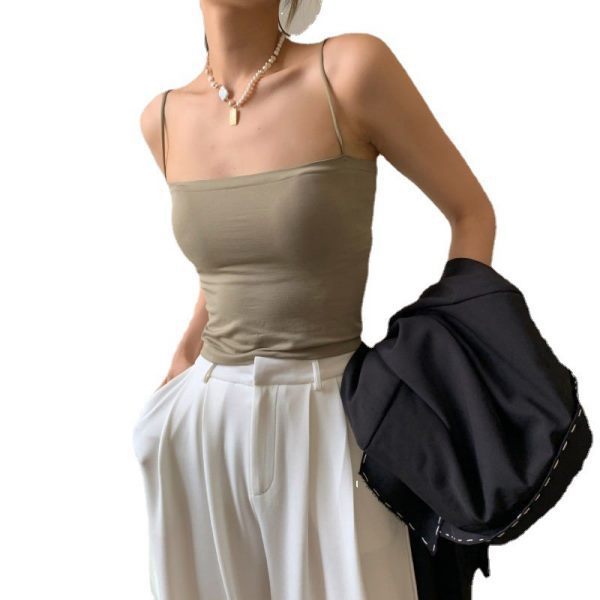 Picture of New 2025 Solid Color Camisole Women's Summer Outer Wear Top No Steel Ring Thin Belt Base Shirt Tube Top