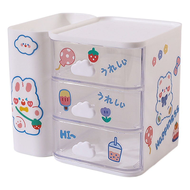 Cloud multi-functional desktop pen holder ins style student stationery multi-grid drawer storage box office storage box