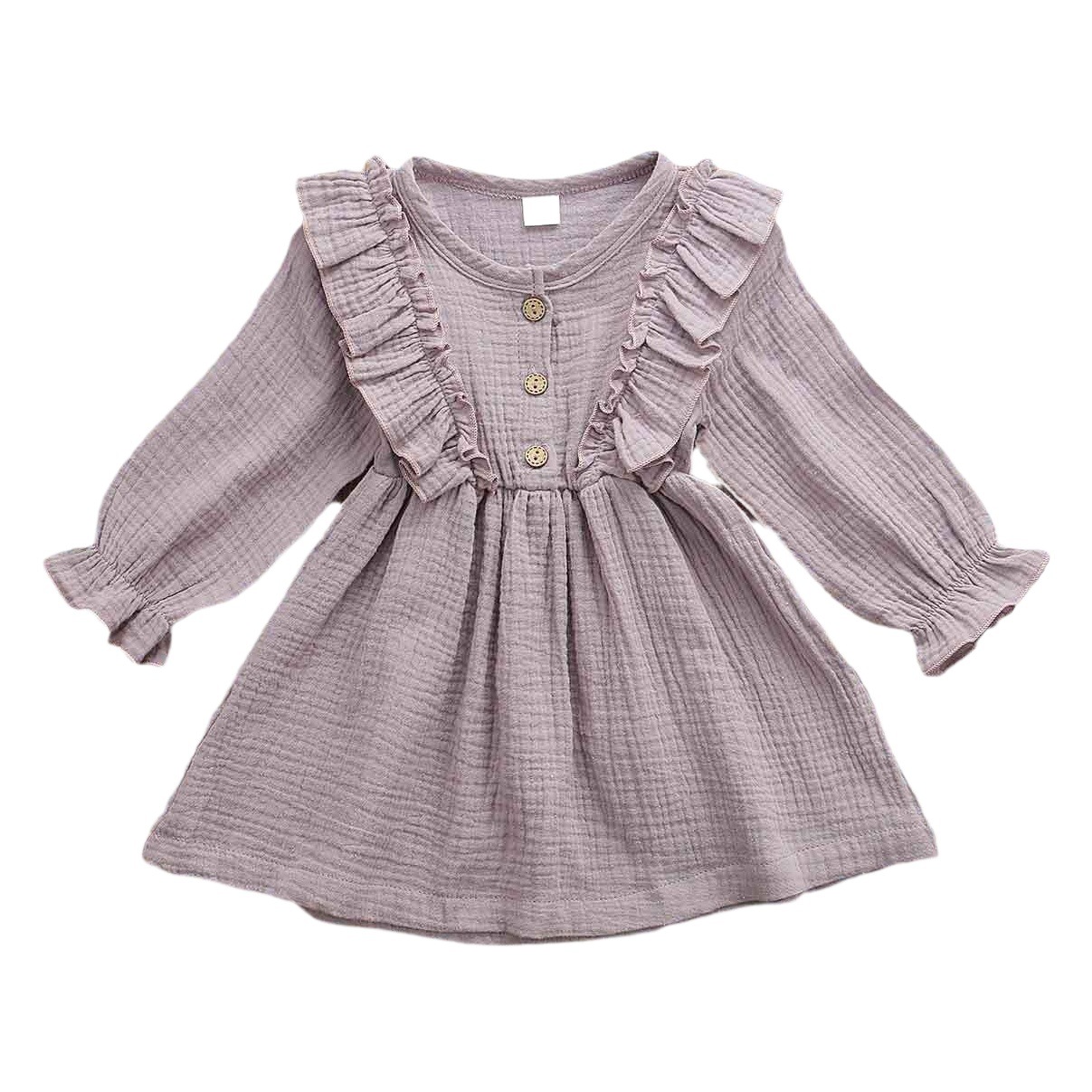 Ins Spring and Autumn Korean Style Children's dress Guofeng Children's Clothing Girls' Princess Dress Hanfu Spring Long Sleeve Solid Color Dress