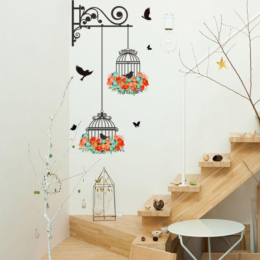 New Cross-border Bird Cage Decorative Wall Stickers Living Room TV Background Wall Removable Decorations Wall Stickers ZY-123