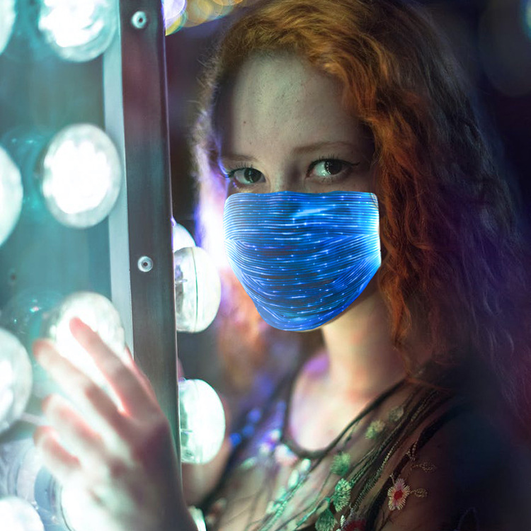 Picture of Source Manufacturer Led Light-Emitting Mask Halloween Colorful Fiber Optic Adult Fluorescent Dance Mask Colorful Glow-In-The-Dark
