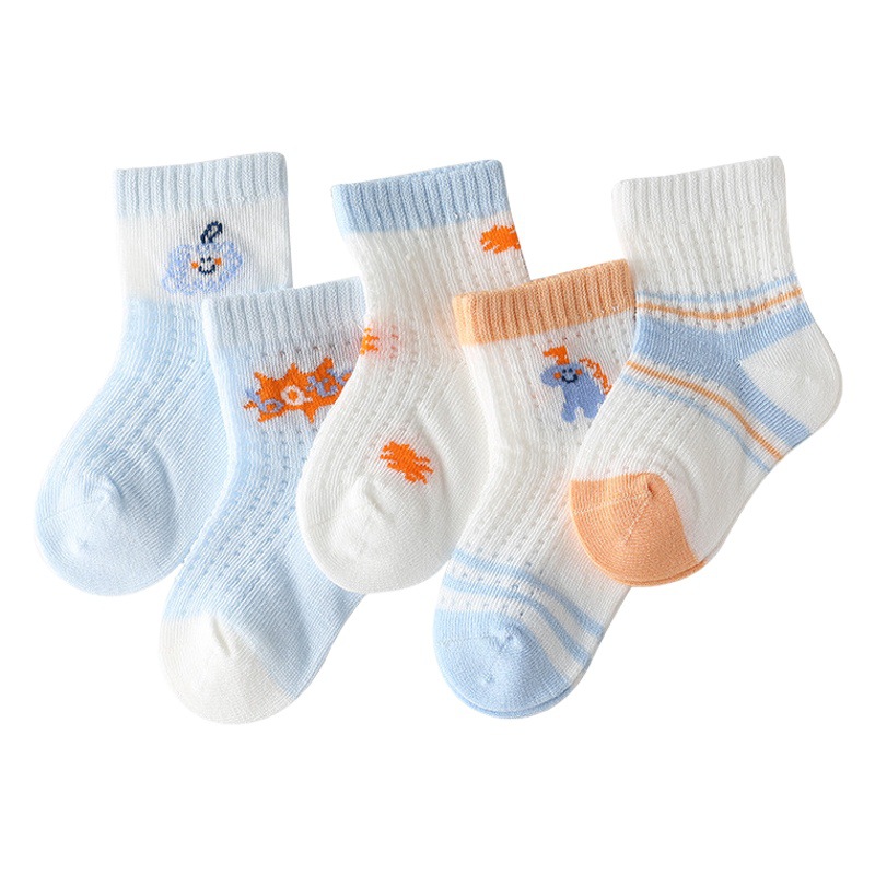 2023 spring and summer new cartoon baby socks class a pure cotton newborn baby socks mesh boys' socks wholesale