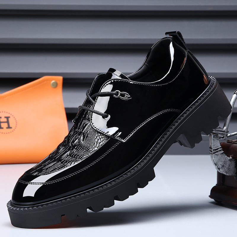 Cross-Border Large Size 47 48 Men's Shoes New Spring Business Breathable Heightening Casual Leather Shoes Men's Groom Wedding Shoes