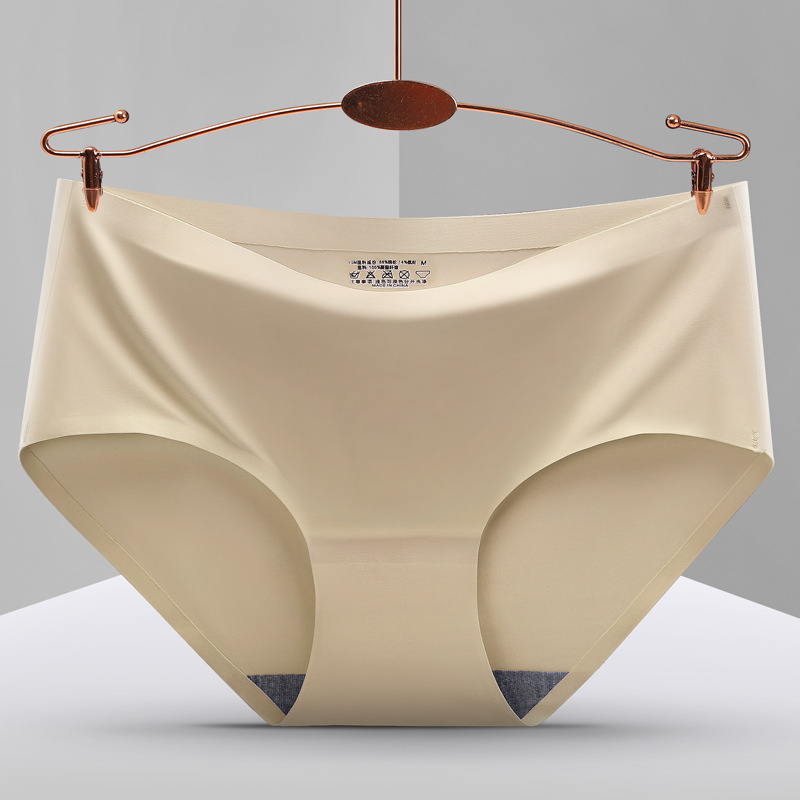 Picture of Explosions seamless one-piece ice silk underwear ladies breathable sexy mid-waist solid color girl briefs plus size manufacturers