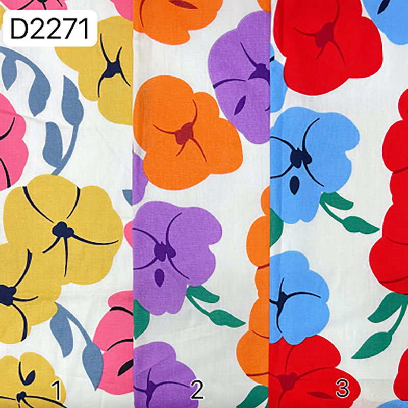 Simple Abstract Color Flower Cotton Poplin Printed Cloth Children's Wear Cloth Bag 40S Pure Cotton Reactive Water Pulp Printing